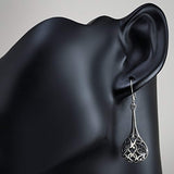 925 Sterling Silver Bali Inspired Open Filigree Puffed Teardrop 1.8 inch Dangle  Earrings