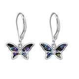 Opal Gem Butterfly Drop Dangle Earrings