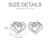 925 Sterling Silver double heart Stud Earrings Jewelry Gifts for Women Birthday