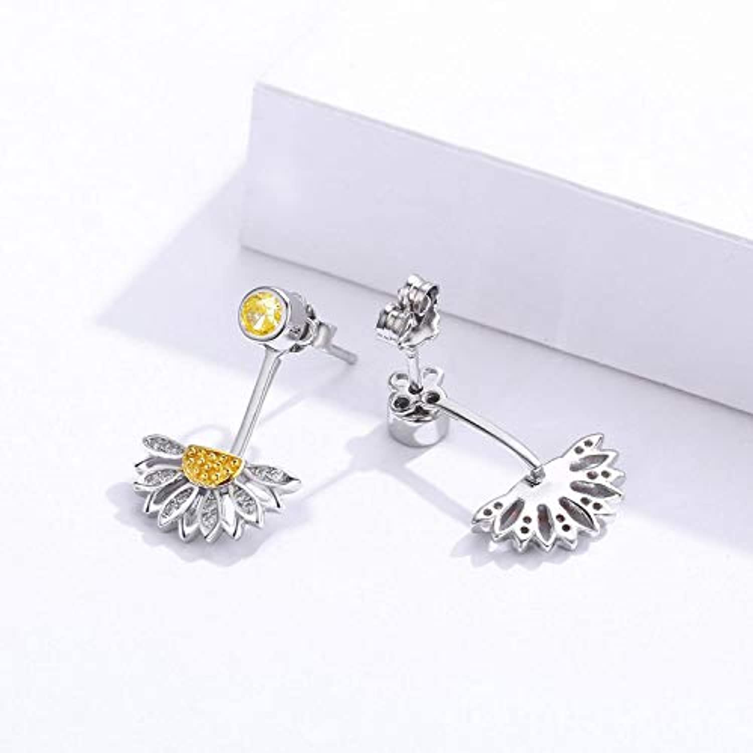 S925  Sterling silver Sunflower Stud  Earring Jewelry Gift for Her Women