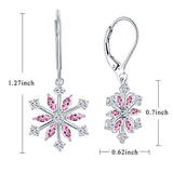 925 Sterling Silver Snowflake Leverback Earrings Drop & Dangle Earrings(Pink)