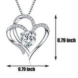 925 sterling silver White Gold-Plated Forever Double Love Heart Pendant Necklace Jewelry Gifts for Mom Her Women