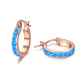Silver Opal Hoop Earrings 