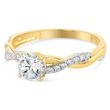 14K Yellow Gold Round with 4 Prong Vines in Wedding Engagement Ring For Ladies