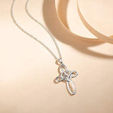 Sterling Silver Celtic Knot Cross  Infinity Ribbon Heart Pendant Necklace For Women