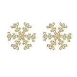 Christmas Gift 925 Sterling Silver Gorgeous Pave CZ Winter Snowflake Flower Stud Earrings Clear