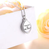 925 Sterling Silver Leaf - Forever in my heart Cremation Jewelry Ashes Keepsake Urns Pendant Necklace for Women