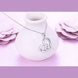 Musical Note Heart Necklace Pendant 925 Sterling Silver Jewelry for Women Girls