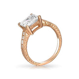 3CT Square Princess Cut Solitaire AAA CZ Engagement Ring Thin Pave Band Rose Gold Plated 925 Sterling Silver For Women