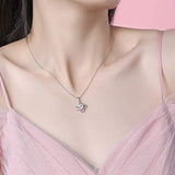 White Gold Plated 925 Sterling Silver Flower Knot  Moissanite Pendant Necklace for Women