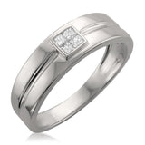 1/4 cttw, 14k White Gold Princess-cut Natural Diamond Gentlemen's Wedding Band Ring (1/4 cttw, I-J, I1-I2)