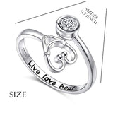 925 Sterling Silver Live Love Heal Stethoscope Ring Jewelry for Women Nurse Doctor Medical Student Graduation Gift