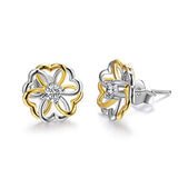  Silver Blooming Flowers Stud Earrings Crystals from Swarovski 