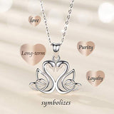 Sterling Silver Swans Necklace Pendant Infinity Love Necklaces Birthday Jewelry Gifts with 18'' Chain for Women Girls
