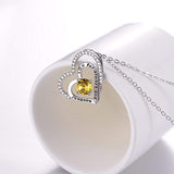 S925 Sterling Silver CZ Heart Pendants Yellow Citrine  Necklace Tourmaline Necklace Pendants For  Women