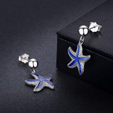 Starfish Earrings Sterling Silver Dangling Earrings Daughter of the Sea Starfish Jewelry with Micro Pave Zircon with Free Gift Box Gifts for Women