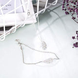 925 Sterling Silver happy leaf necklace White Gold Plated Adjustable Jewelry for Girls for Birthday Graduation Gift
