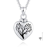 925 Sterling Silver Heart Cremation Jewelry Keepsake Tree Of Life Urn Necklace for Ashes : Forever in My Heart
