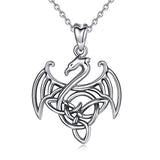 925 Sterling Silver  Dragon Necklace Pendant Animal Jewelry  for Women