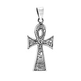 Silver Cross with Hieroglyphics  Necklace