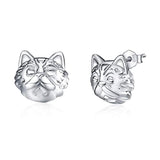  Silver Cat Stud Earrings