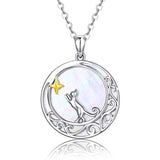  Sliver Star Moon Cute Cat Pendant Dainty Charm Necklace