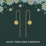925 Sterling Silver Daisy Threader Earrings Stud Threader You are My Sunshine Two Tone Jewelry for Women
