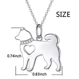 925 Sterling Silver Hollow Heart Husky Dog Pendant Necklace Jewelry for Women Girls Birthday Gift, 18