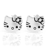925 Sterling Silver Tiny Hello Kitty Cat 9 mm Post Stud Earrings