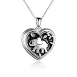 Silver Heart elephant Locket Necklace That Holds Pictures
