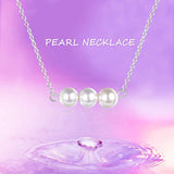 Sterling Silver Round shell Pearl Bead Choker Necklace for Women