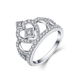 925 Sterling Silver Cubic Zirconia Princess Crown Ring