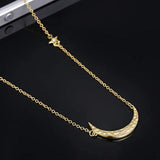 Stocking Stuffers Crescent Moon Necklace, Gold Moon Necklace 18K Gold Plated Sterling Silver Hammered Half Moon and Star Necklace for Women Girls