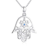 Silver  Silver Hamsa Hand Fatima Pendants Necklace