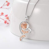 S925 Sterling Silver  Rose Flower Pendant Necklace Jewelry for Women Girlfriend