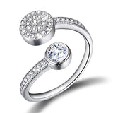 925 Sterling Silver Cubic Zirconia Ring Single Zircon Adjustable Ring Jewelry for Women and Girls