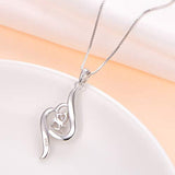 925 Sterling Silver Always My Daughter Forever My Friend CZ  Heart Necklace for Women Sister Mother Gift