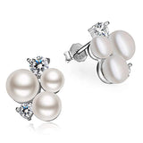 Silver Freshwater Pearl Stud Earrings