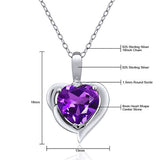 Purple Amethyst and White Topaz 925 Sterling Silver Pendant Necklace 1.42 Ctw Heart Shape with 18 Inch Silver Chain