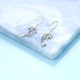 925 Sterling Silver Dolphin dangle earrings for Women