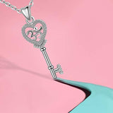 925 Sterling Sliver Heart Key Necklace for Women, Love and Hope Gift for Womens Girls - 18inches