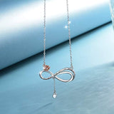 S925 Sterling Silver Infinity Heart Necklace for Women, Forever Love Rose Heart Pendant Necklaces