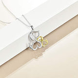 S925 Sterling Sliver Gifts for Women Dog Necklace Cute Animal Heart Pendant Jewelry