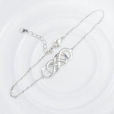 Sterling Silver Pendant Bracelet Adjustable Loop With Clasp Infinity White Gold Plated Celtic Knot