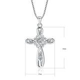 925 Sterling Silver Gem Faith Hope Love Cross Pendant Necklace for Girls and Women, 18