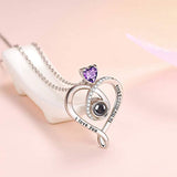S925 Sterling Silver CZ Infinity Heart Pendants Jewelry Purple Amethyst Necklace