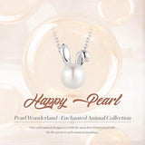 Sterling Silver 7mm Freshwater Pearl Necklace Animal Collection Cute Small Single Pearl Pendant Necklace Fine Jewelry for Women Girls 16