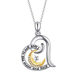 925 Sterling Silver I love you to the moon and back Heart Pendant Necklace Women Dainty Necklace Eternal Love