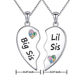 Sister Necklaces for 2 Sterling Silver Heart Necklace Twin Sorority Heart Halves Matching