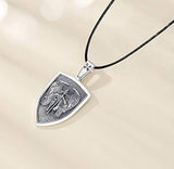 St Michael Necklace Sterling Silver for Men Women, Archangel Protect Angel Guardian Saint Michael Amulet Shield Protection Pendant Unique Jewelry Gift